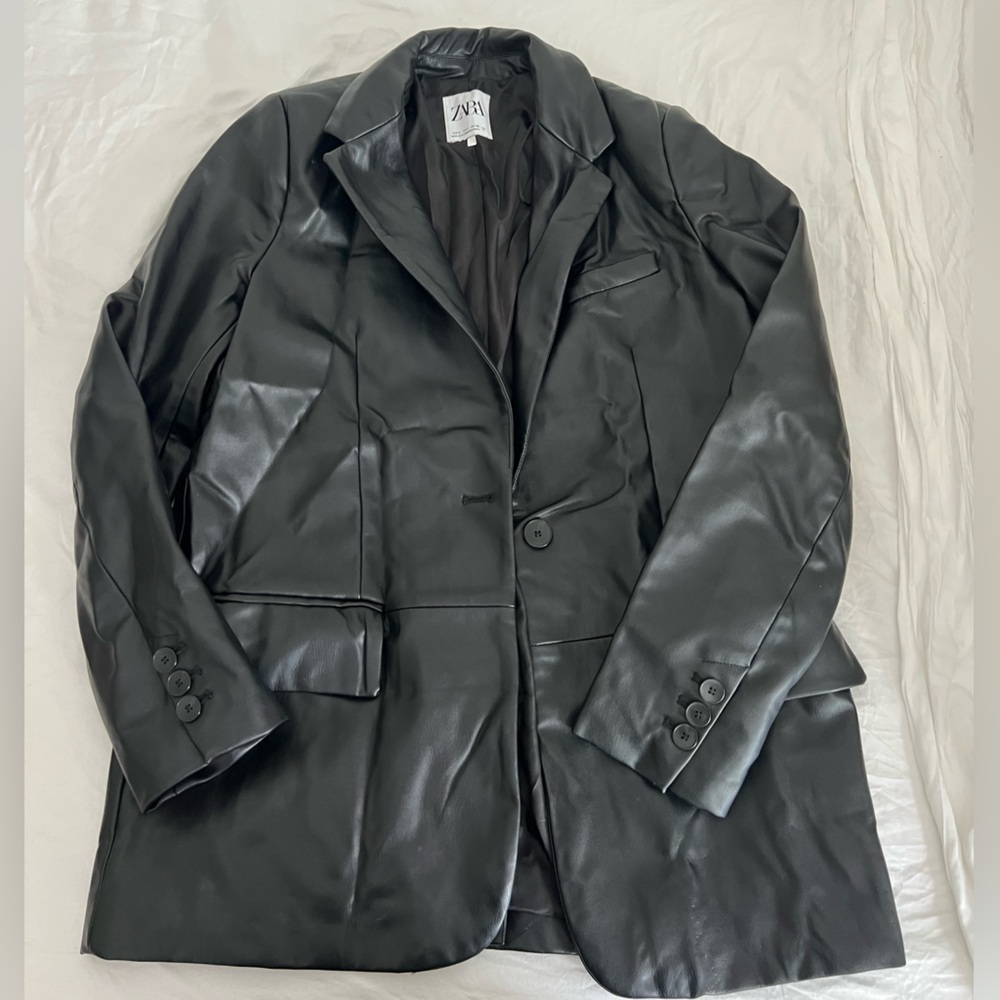Zara Black Faux Leather Jacket